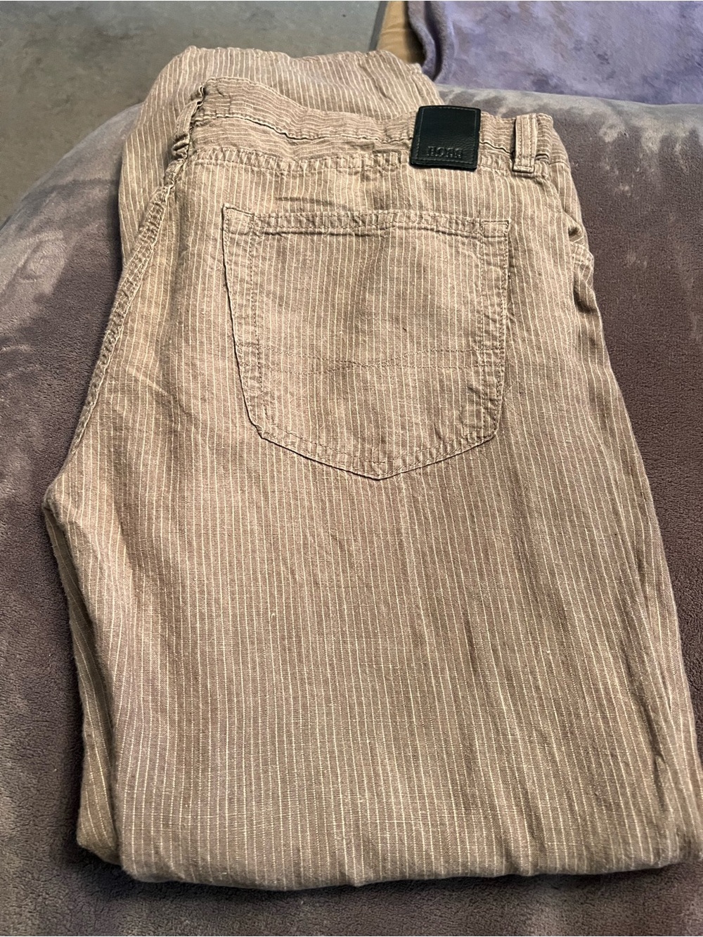 BOSS Men's Light Brown Pinstripe Corduroy Pants